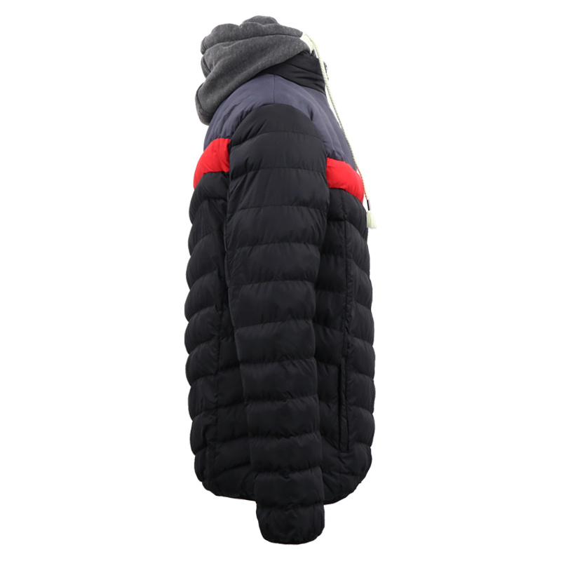 Factory Black Winter Jacke Mens Motorbike Zip up Fleece Hoodie Long Padding Jacket