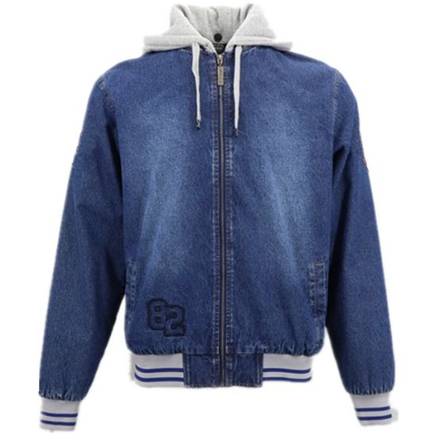Young Page Sports New Brand Korean Latest Design Motor Windbreak Full Zipper Up Jeans Fleece Sleeve And Hoodie Jacket Winter Brushed Denim Cotton Coat For Men