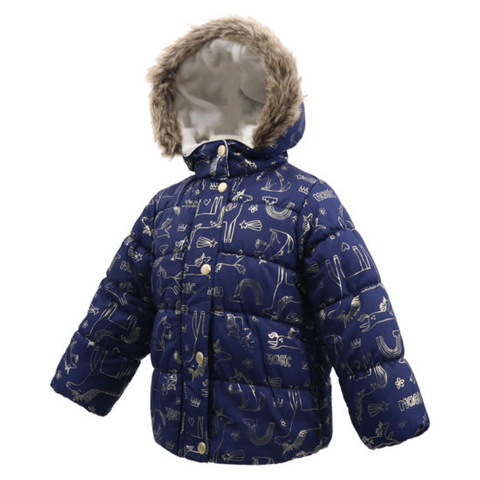 Designer Brand with Faux Fur Ski Winter Warm Waterproof Down Bubble Puffer Hooded Clothing Coat Jacket for Baby Children′s Kids Girl