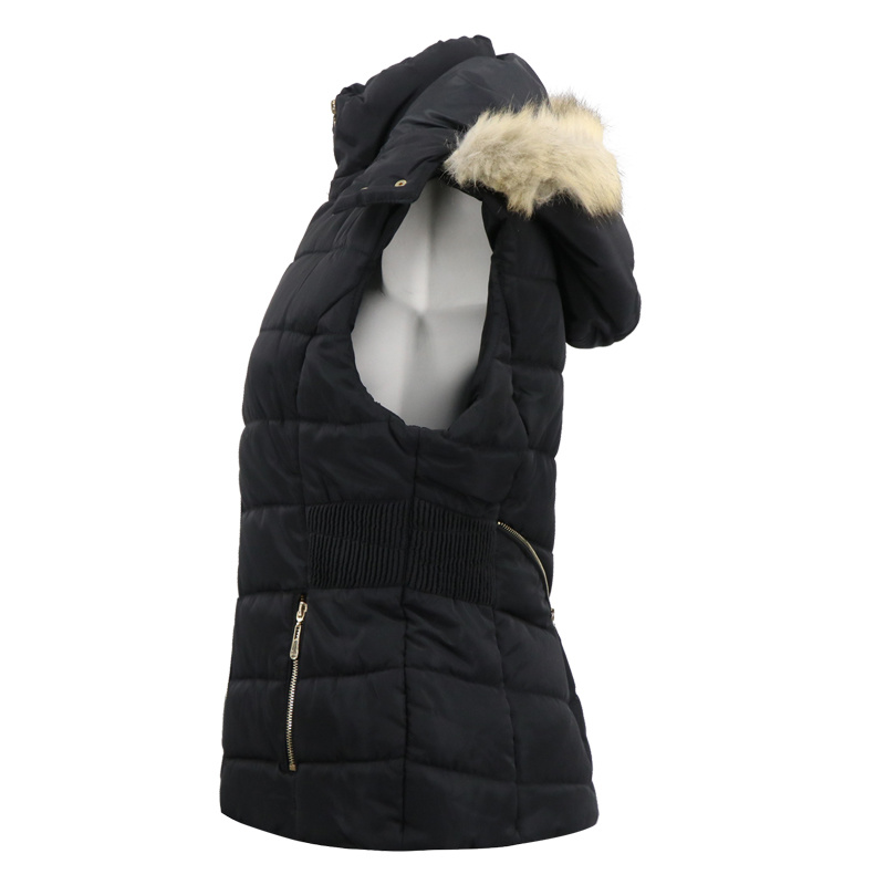 Winter Down Parka Women Vest Jacket Waterproof Windproof Long Jacket with Fur Hood Sleeveless Jacket