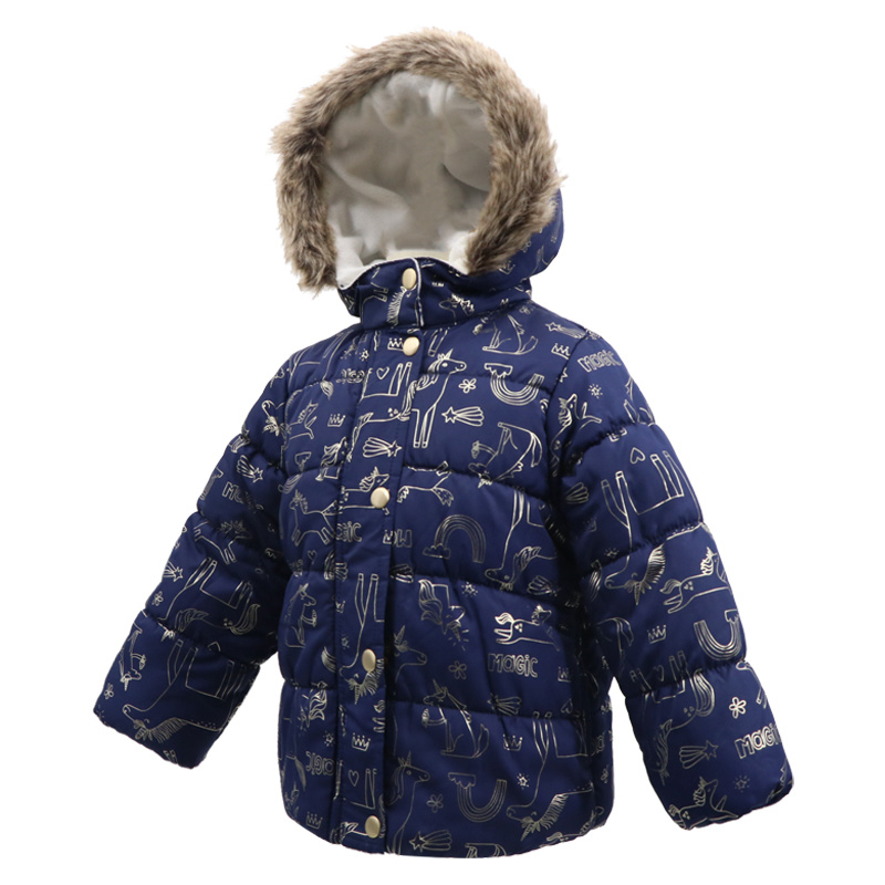Designer Brand with Faux Fur Ski Winter Warm Waterproof Down Bubble Puffer Hooded Clothing Coat Jacket for Baby Children's Kids Girl