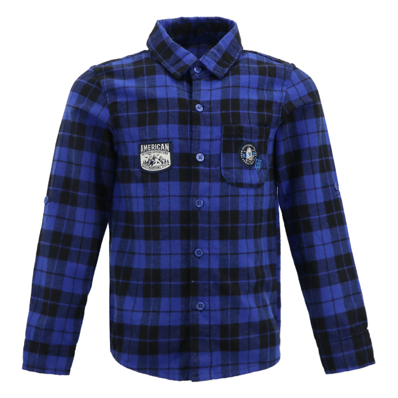 Children Yarn-Dye Fashion Polo Casual Shirt Top Blouse Emvroidery for Boy