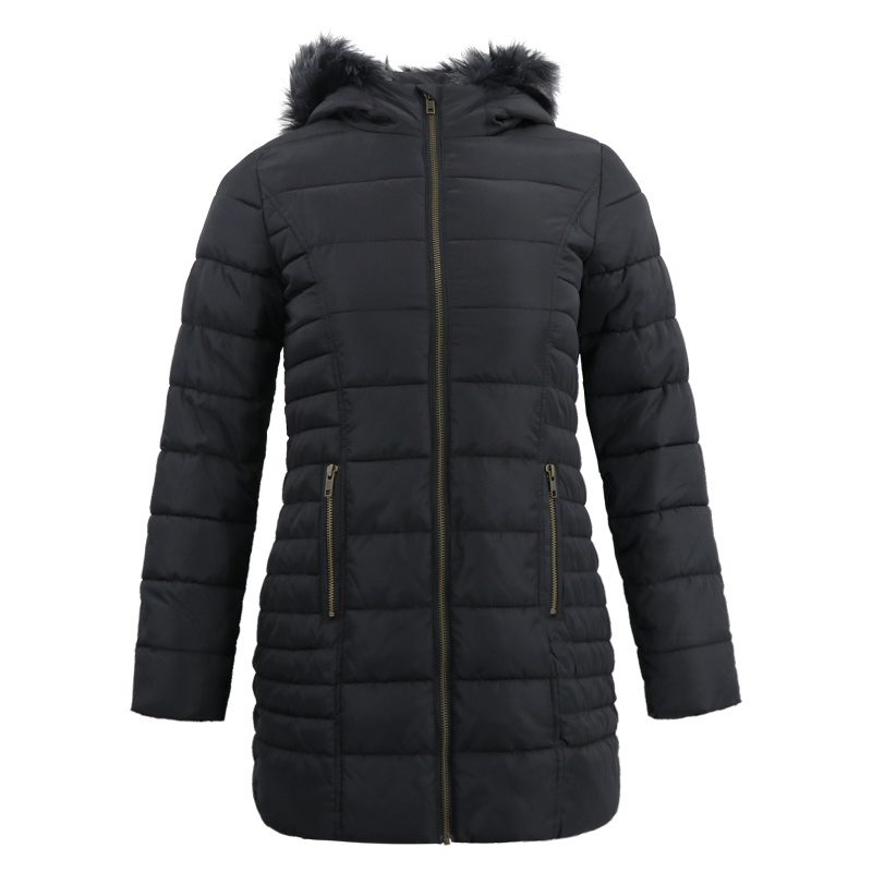 Women Long Down Back Winter Parka Real Custom Hooded Streetwear Long Sleeve Jacket