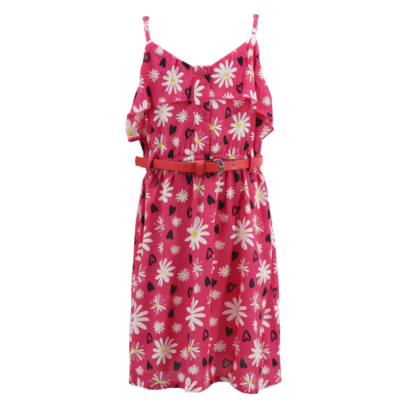 Cheapest Clothes Apparel Casual Summer Sleeveless Dresses Sexy Princess Pink Sunflower Floral Print Mini Sexy Frock Slip Tank Top Dress for Girls Children Kids