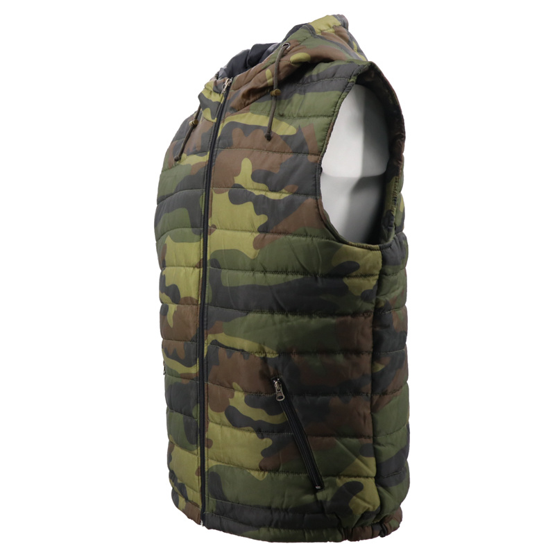 Wholesale Camouflage Hoodie OEM Cheater Men Down Moto Waterproof Camo Army Hunting Vest Sleeveless Cotton Jacket Waterproof Plus Size for Men