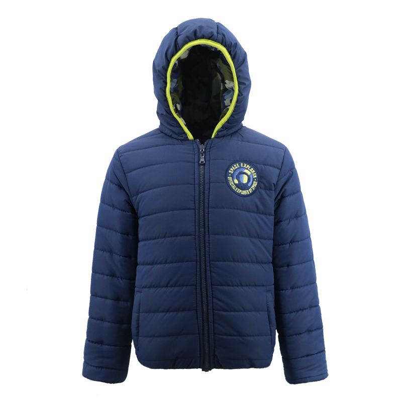 European Warm Coat Cold Winter Baby Fashion Patched Dress Hoodie Double Face Camouflage Print Jackets for Boys Kids Children's Clothes Manufacturers in China