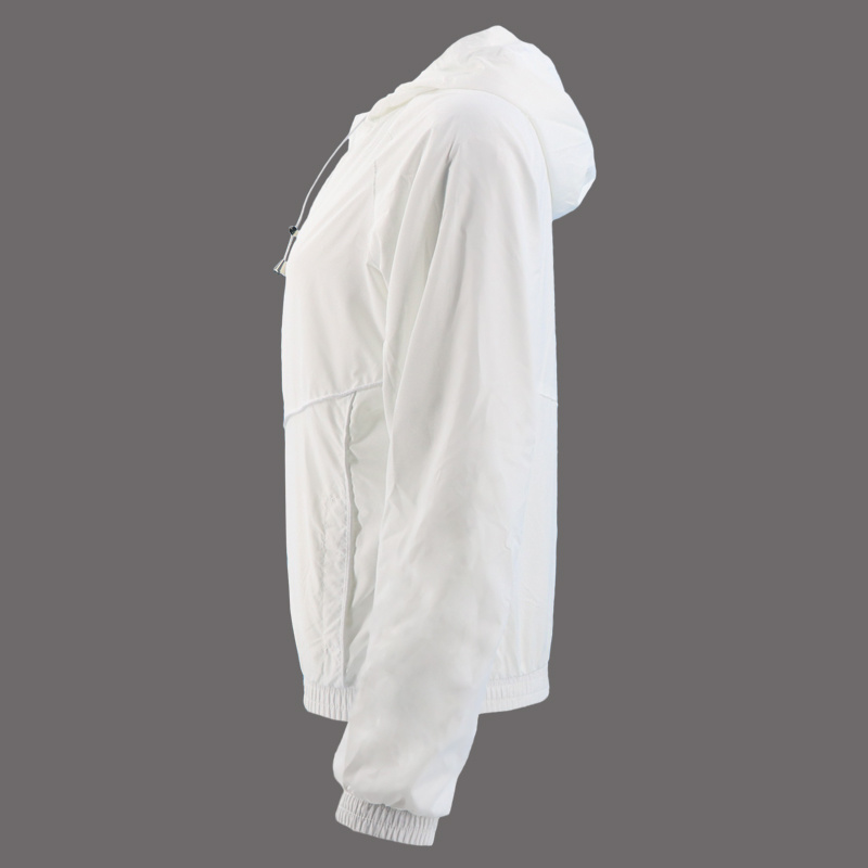 100% Blank Polyester Hoodie Custom Clothing Manufacturers Wholesale Activewear Sports Apparel Fashion Women Coat White Jacket