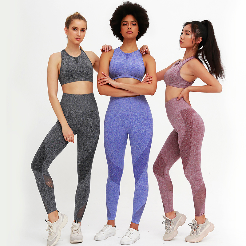 High Waist Sport Wear Yoga Pants Workout Vest Activewear Body Suit Wholesale Fitness Tracksuit for Women Polyester Spandex Wear Gym Apparel Bra Set