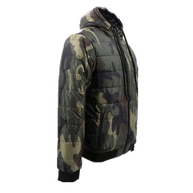 With High Quality Winter Warm Heavy Nylon Puffer Bubble Reversible Camo Ultra Light Weight Quilted Cotton Padded Padding Down Coats Parka Hooded Jacket For Men