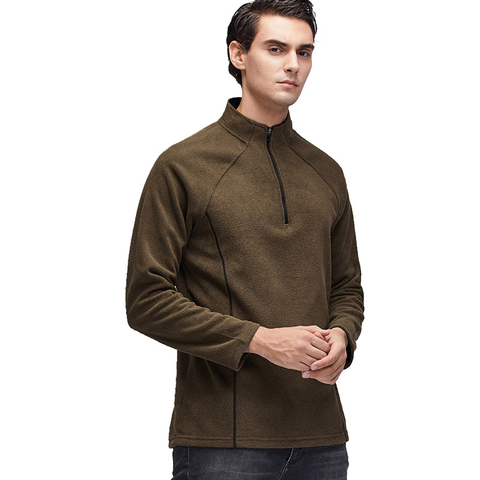 Mens casual style half zip fleece pullover knit micro polar fleece jacket