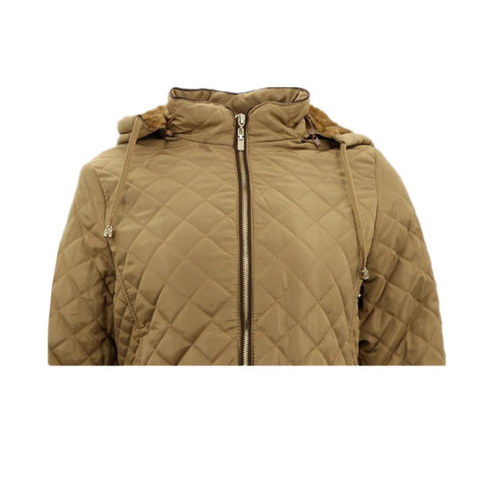 Custom Track with Faux Fur Hood Winter Padded Brown Down Women Jacket