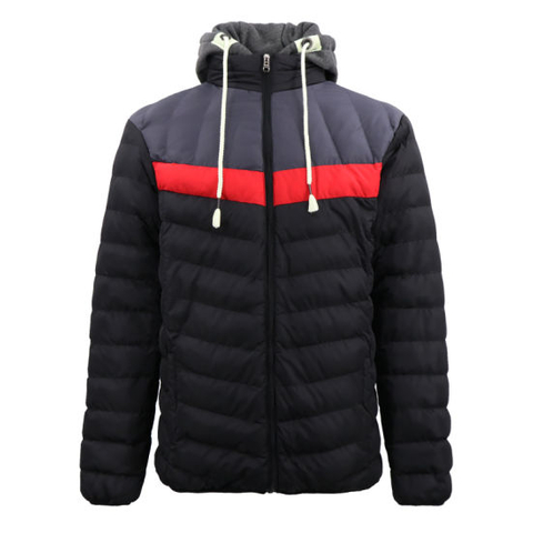 Factory Black Winter Jacke Mens Motorbike Zip up Fleece Hoodie Long Padding Jacket