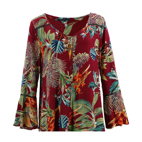 Wholesale Women Blouse Long Sleeve Fashion Sexy Red Dresses Shirt Female Casual Blouse Designs