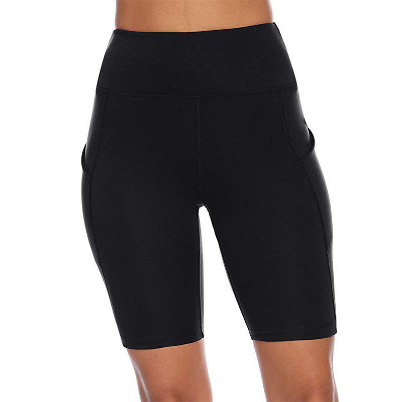 Women Spandex Running Yoga Shorts with Pocket Fashion Legging High Waist Tracksuit Shorts
