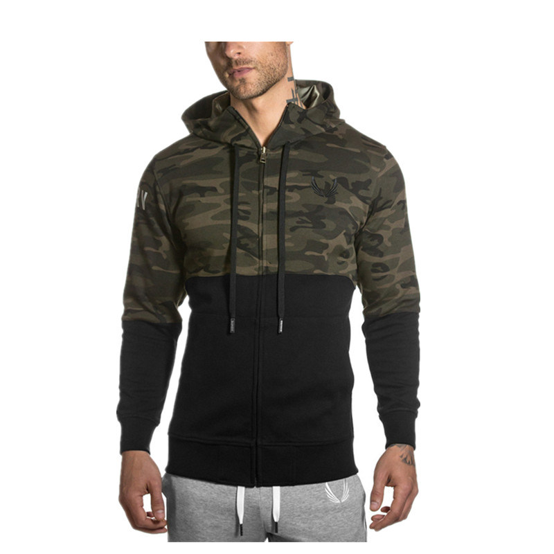 Fitness Clothing Printing Baseball Pullover Jacket Camouflage Comfortable Zip up Hoodies Wholesale Clothes Plus Size Customized Parchwork Pullover for Men