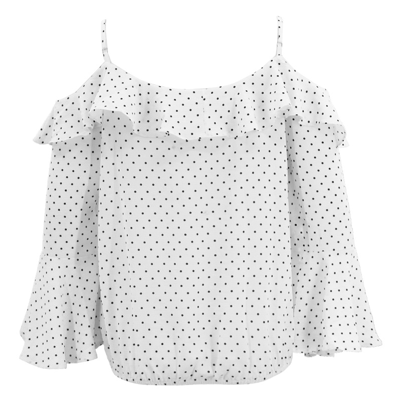 Ladies Tops Latest Design Office Wear White Long Sleeve Blouse Spring New Design Normal Polka DOT Print on Blouse