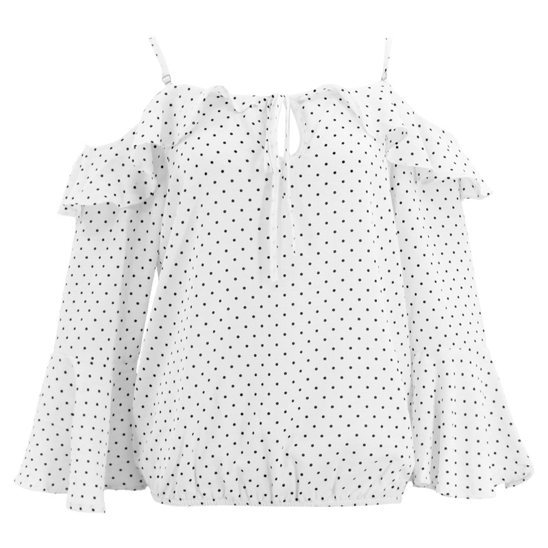 Ladies Tops Latest Design Office Wear White Long Sleeve Blouse Spring New Design Normal Polka DOT Print on Blouse