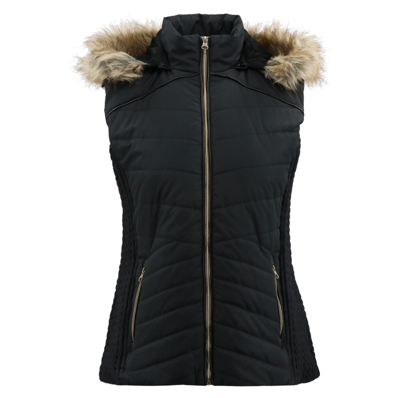 Ladies Quilted Custom Padded Vest Woman Waistcoat Fashion Fur Hoodie Vest Jacket
