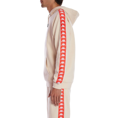 Men Oversized Hoodies Beige Orange Flame