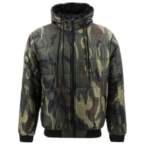 With High Quality Winter Warm Heavy Nylon Puffer Bubble Reversible Camo Ultra Light Weight Quilted Cotton Padded Padding Down Coats Parka Hooded Jacket For Men