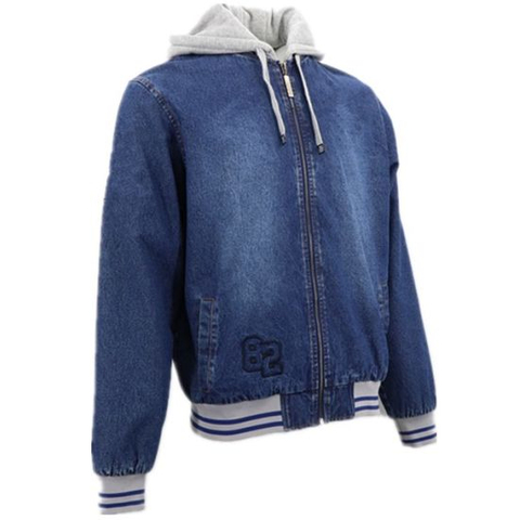 Young Page Sports New Brand Korean Latest Design Motor Windbreak Full Zipper Up Jeans Fleece Sleeve And Hoodie Jacket Winter Brushed Denim Cotton Coat For Men