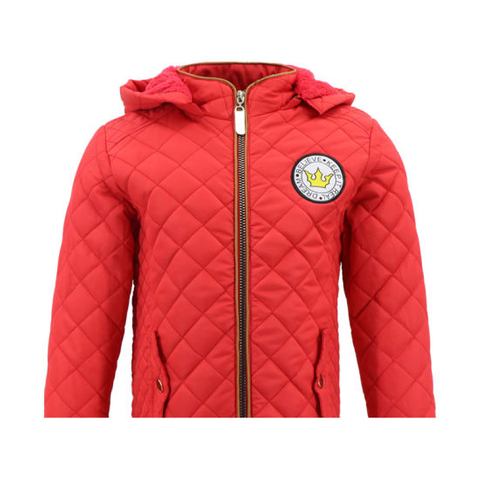 Girls Short Coat Model Activewear Patchwork Hood Red Tracksuit Jacket