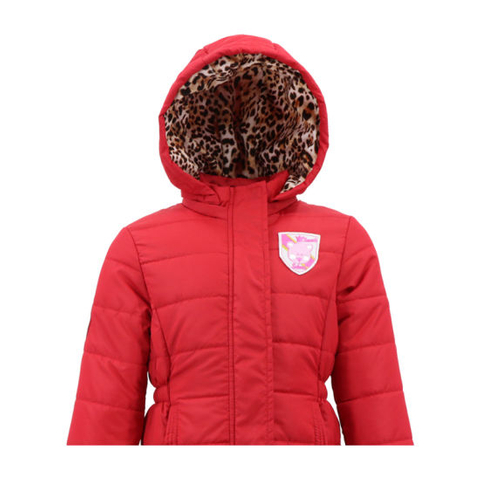 Fashion Wholesales Winter Padding Girls Jacket Long Parka Oversized Hoodie with Leopard Printed Fur Lining