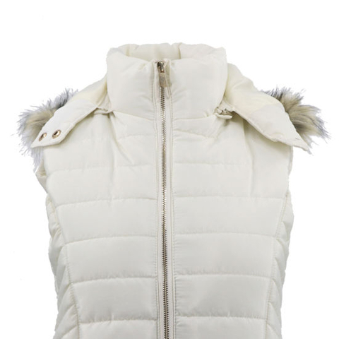 Women Vest Padding Sleeveless Light Weight Winter Replace Fur Hood Jacket