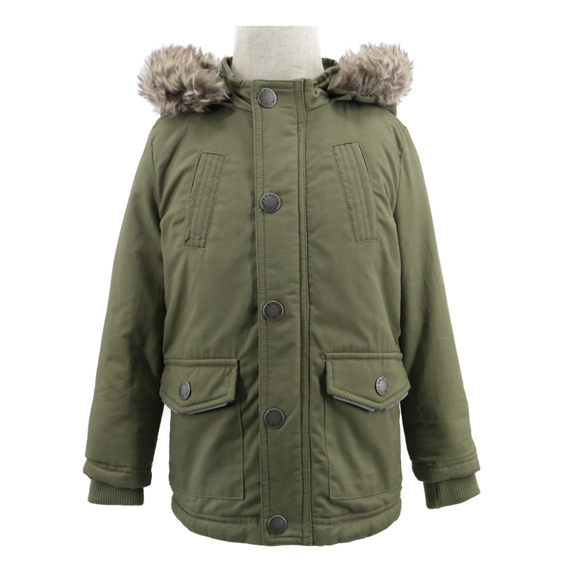 Bulk Fashion Trendy Eco Friendly with Faux Fur Parka Jacket Long Coat for Big Teenager Baby Boy Girl Kids Children Clothing Distributors