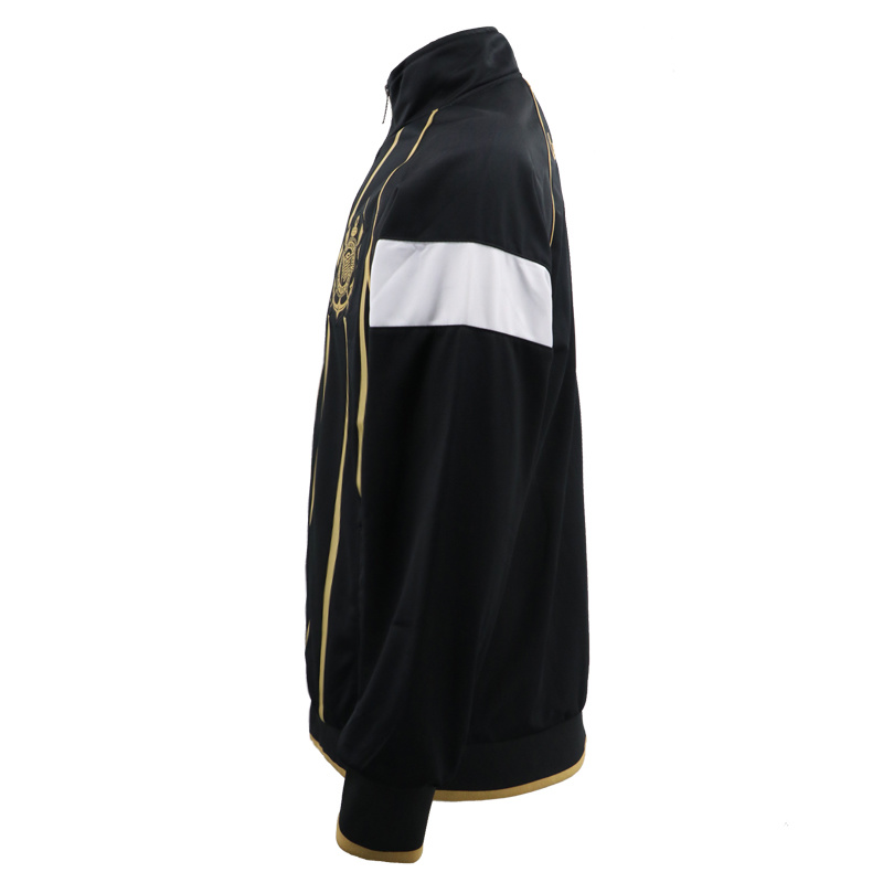 Street Wear Trench Bomber Sport Gold Stripes Print New Coat Designs Stylish Winter Fashion Corinthians Patchwork Parka Zip Jacket for Men Black Sportswear