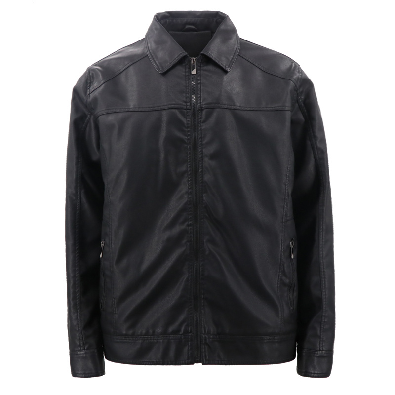 Designer Elegant Wholesale Cheap Fishing Fashion Motorcycle Workout Bomber Style Winter Original Genuine PU Leather Jacket Spring Coat Black for Men