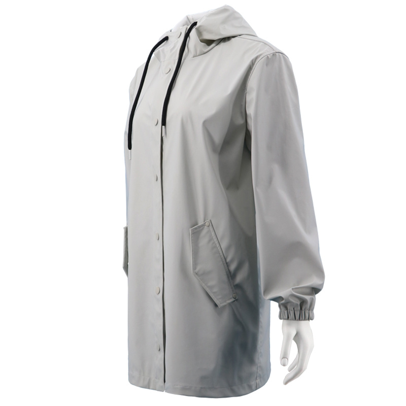 Korea Style Long Leather Soft Hoodie Parka Waterproof Women Coat