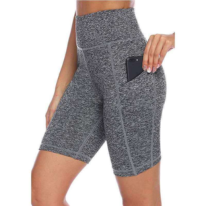 Women Spandex Running Yoga Shorts with Pocket Fashion Legging High Waist Tracksuit Shorts