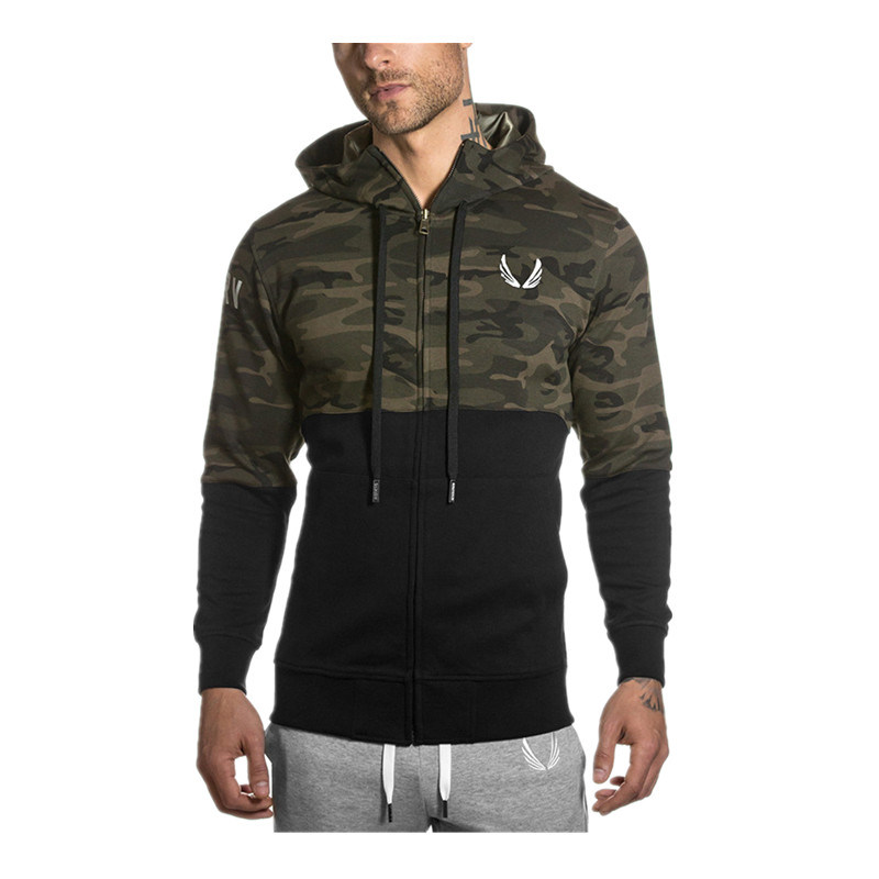 Fitness Clothing Printing Baseball Pullover Jacket Camouflage Comfortable Zip up Hoodies Wholesale Clothes Plus Size Customized Parchwork Pullover for Men