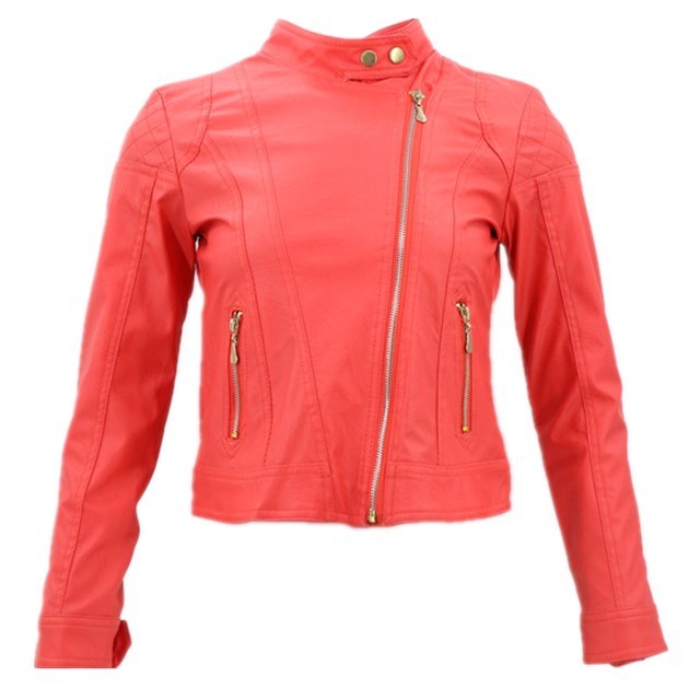 Latest Design Leather Sexy Red Winter Artiticial Fancy Motorcycle Fine Women Jacket