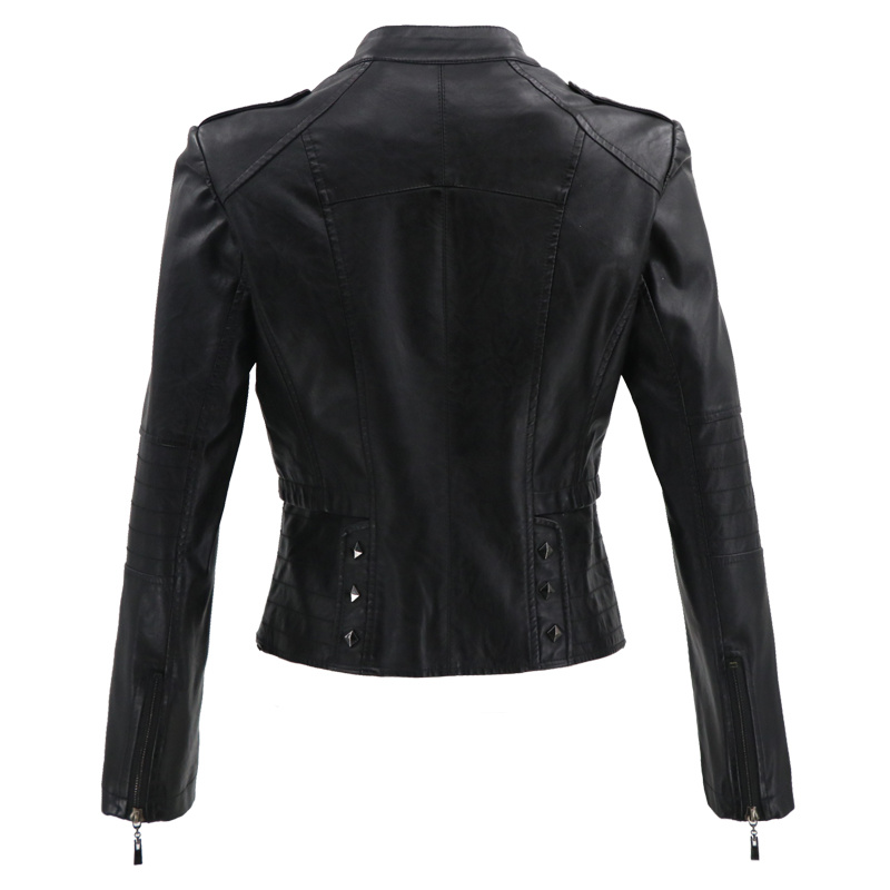 Women Winter Clothes for Leather Jacket Sample Winter Fashion Coat Black Waist Leather Jacket