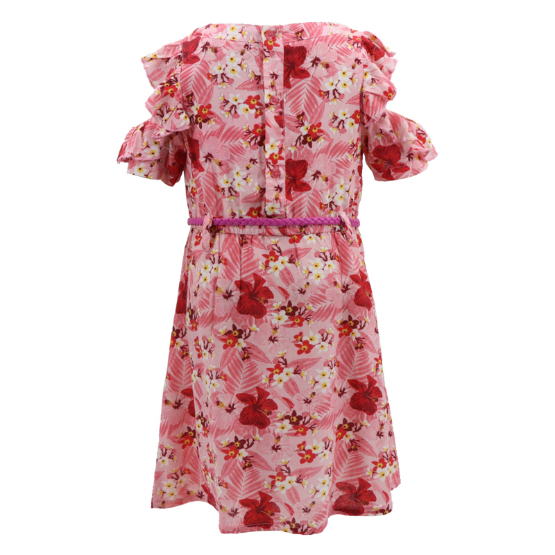 Wholesale Stylish Online Shopping African Flower Print Korean Summer Clothes Wears Dresses Beautiful Model Princess Birthday Party Dress for Baby Kids Girls