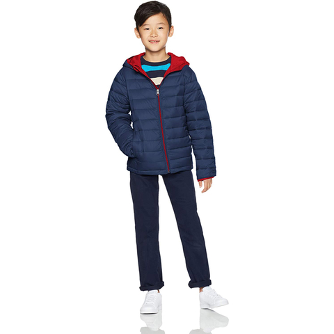 Boys Light-Weight Water-Resistant Packable Hooded Puffer Jacket