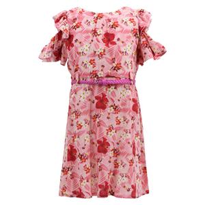 Wholesale Stylish Online Shopping African Flower Print Korean Summer Clothes Wears Dresses Beautiful Model Princess Birthday Party Dress for Baby Kids Girls