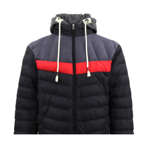 Factory Black Winter Jacke Mens Motorbike Zip up Fleece Hoodie Long Padding Jacket