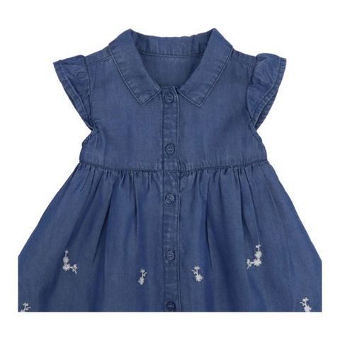 Wholesale Trendy Korean Style Fashion High Quality Summer Short Sleeve Sweet Elegant Beautiful Skirt Jean Denim Dress Designer Party Dresses for Kids Child Girl