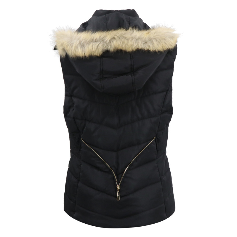 Winter Down Parka Women Vest Jacket Waterproof Windproof Long Jacket with Fur Hood Sleeveless Jacket