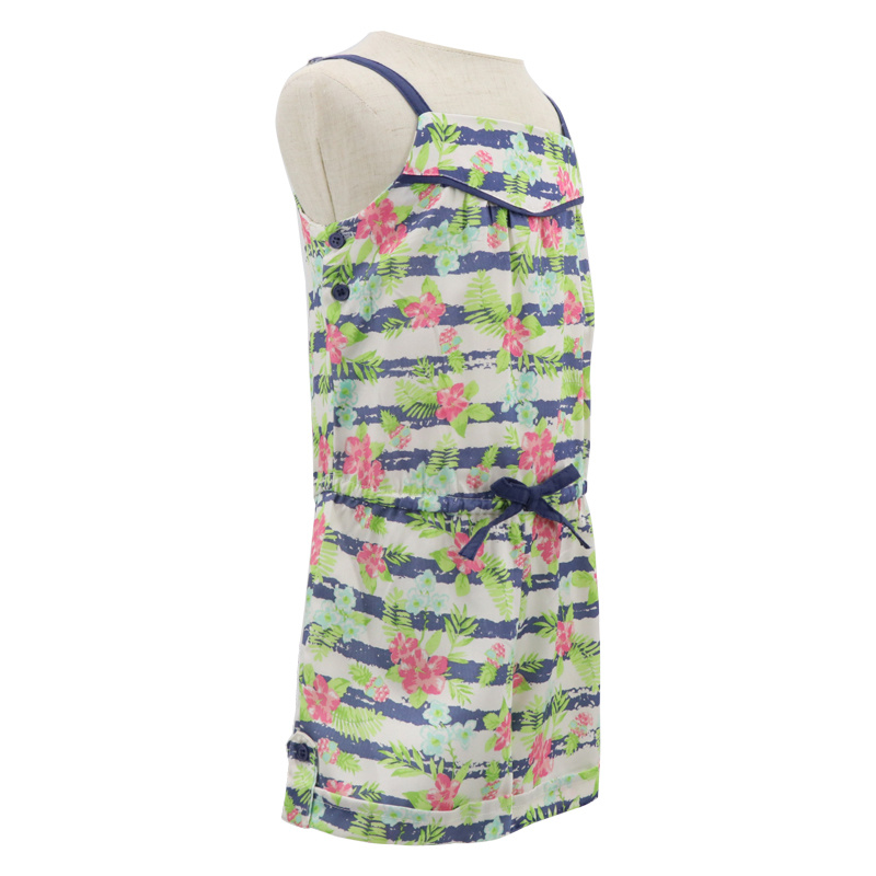 Wholesale Custom Designer Printed Fashion Basic Plain Rib Toddler Clothes Cotton Sleeveless Elegant Beach Rompers Jumpsuit for Girls Kids Newborn Baby