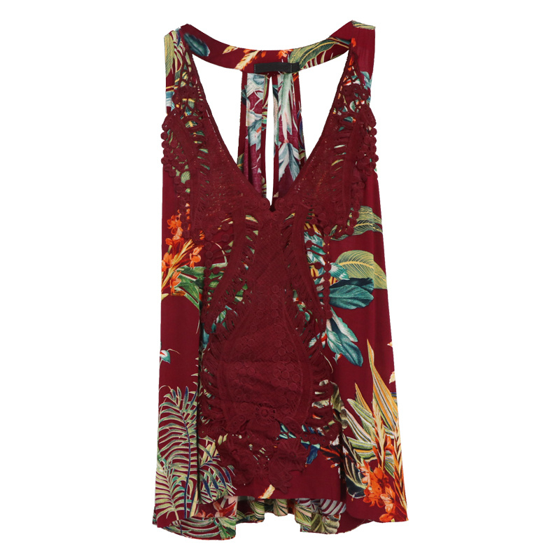 High Quality New Design Printed Blouse Korean Summer Shoulder Design Cute Blouse for Women