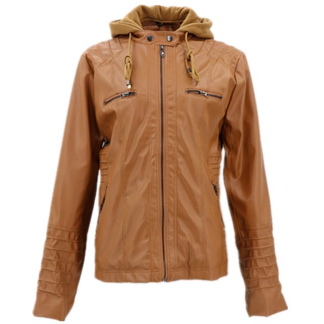 Ladies Hooded Riding Korean Quilted Leather Fashion Wholesales Custom Leather Jacket Zippers