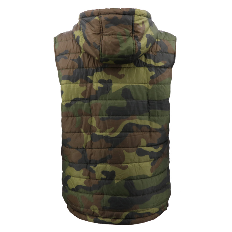 Wholesale Camouflage Hoodie OEM Cheater Men Down Moto Waterproof Camo Army Hunting Vest Sleeveless Cotton Jacket Waterproof Plus Size for Men