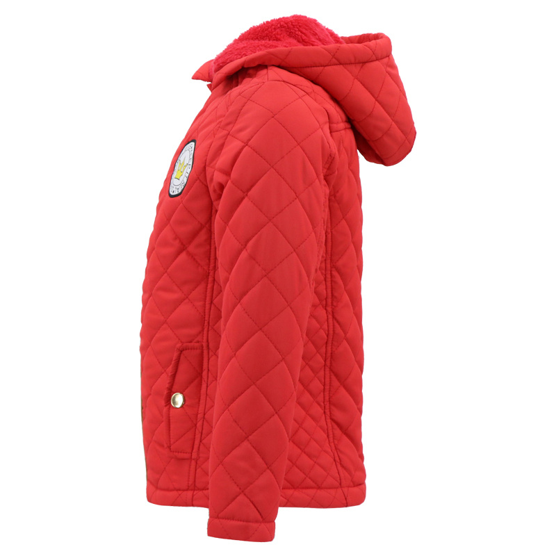 Girls Short Coat Model Activewear Patchwork Hood Red Tracksuit Jacket