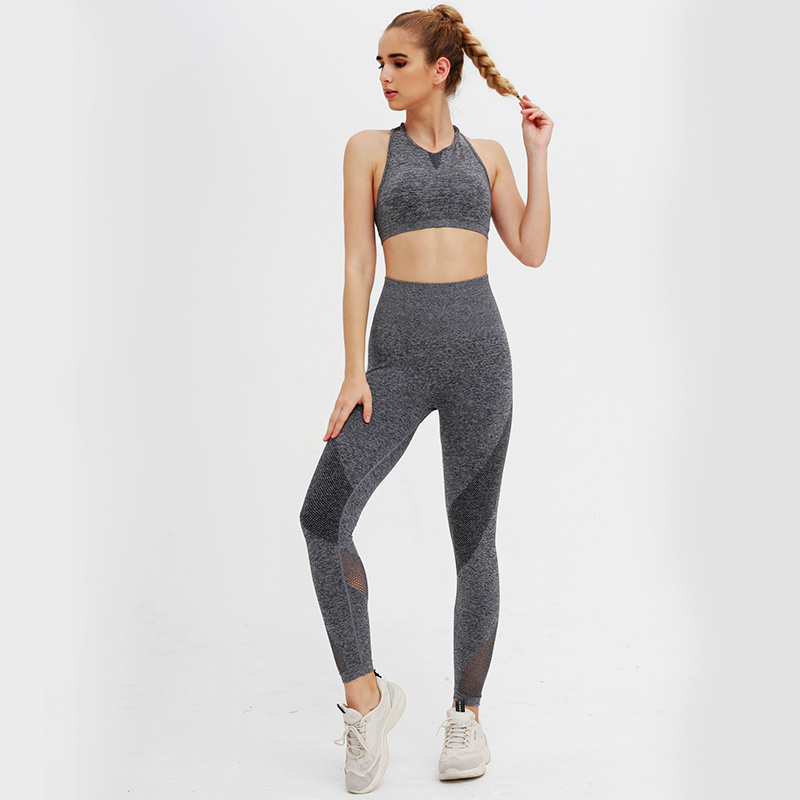 High Waist Sport Wear Yoga Pants Workout Vest Activewear Body Suit Wholesale Fitness Tracksuit for Women Polyester Spandex Wear Gym Apparel Bra Set