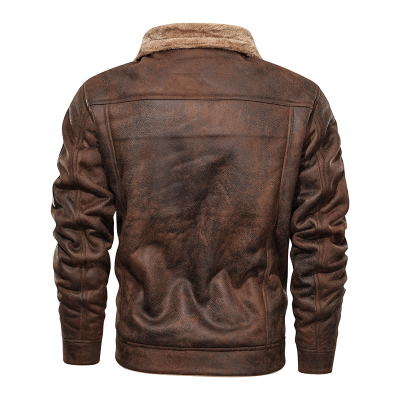 Coffee Brown Color Vintage Mens Leather Flight Jacket with Fur Winter for Men