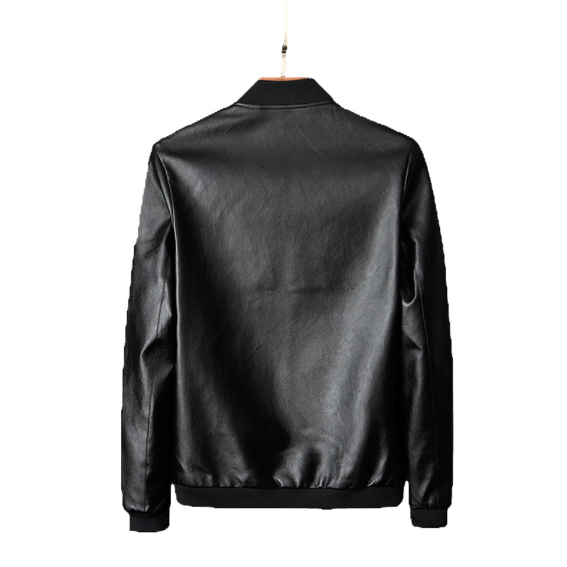 New Fashion Spring Autumn Mens Oversized PU Leather Jacket for Men Bomber Black